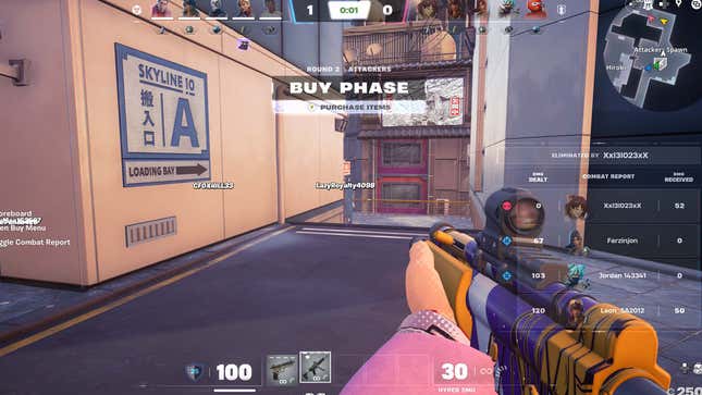 A screenshot of Ballistic shows a player holding an SMG.