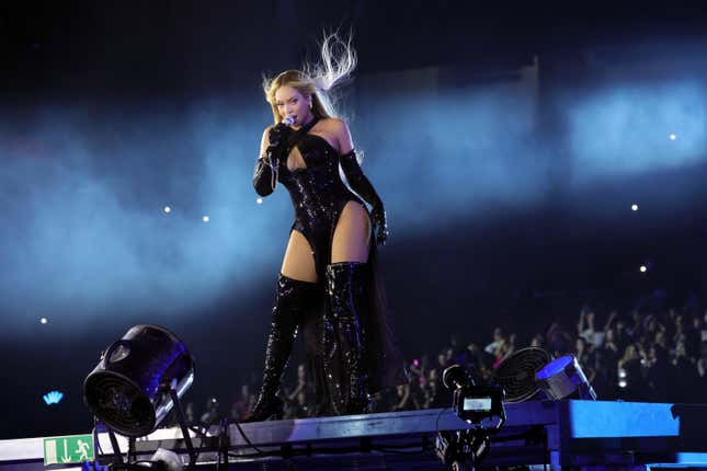 KANSAS CITY, MISSOURI - OCTOBER 01: (Editorial Use Only) (Exclusive Coverage) Beyoncé performs onstage during the “RENAISSANCE WORLD TOUR” at GEHA Field at Arrowhead Stadium on October 01, 2023 in Kansas City, Missouri. 