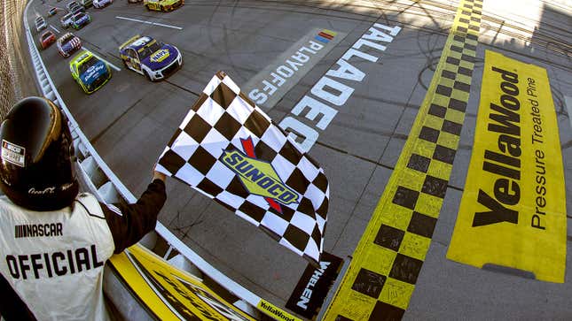 A photo of the checkered flag at Talladega. 