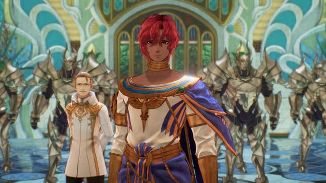 Dohalim stands in front of a bunch of Renan soldiers in Tales of Arise