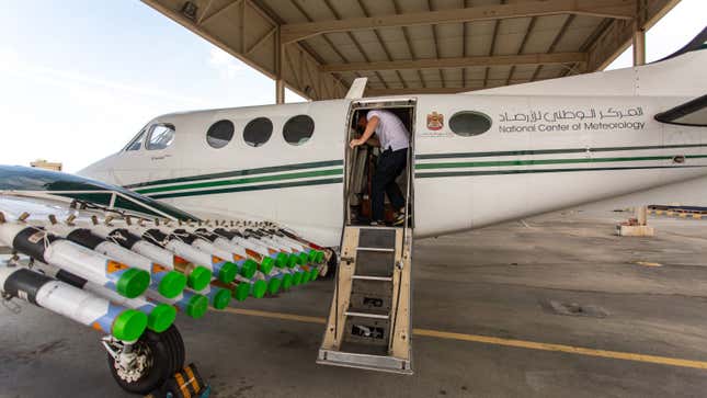 A photo of a cloud-seeding plane from Dubai. 