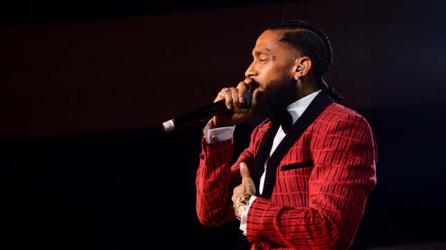 Nipsey Hussle performs onstage at the Warner Music Pre-Grammy Party at the NoMad Hotel on February 7, 2019 in Los Angeles, California.