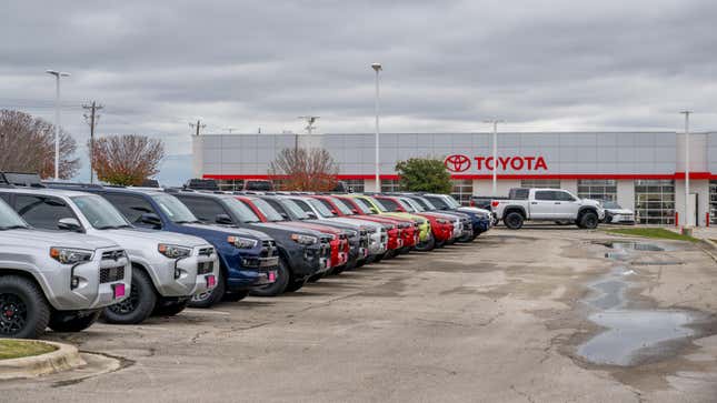 A toyota dealership lot full of 4Runners