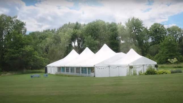 A screenshot showing the tent for the Great British Baking Show