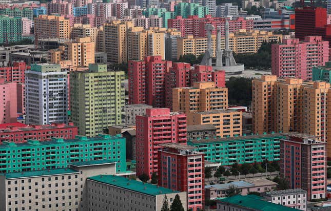High-rise building seen in Pyongyang earlier this month.