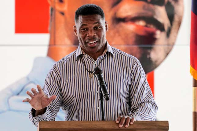 Republican candidate for U.S. Senate Herschel Walker speaks during a campaign stop in Dawsonville, Ga., Oct. 25, 2022.