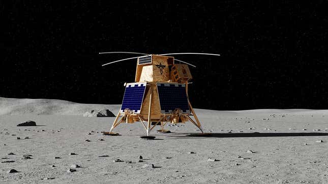 A rendering of the Blue Ghost lander on the lunar surface.