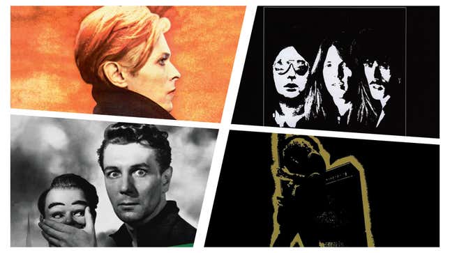 Clockwise from bottom left: The Good, the Bad &amp; the Queen - Merrie Land (The Good, the Bad &amp; the Queen), David Bowie - Low (RCA Records), Thin Lizzy - Bad Reputation (Vertigo), T. Rex - Electric Warrior (Reprise Records)