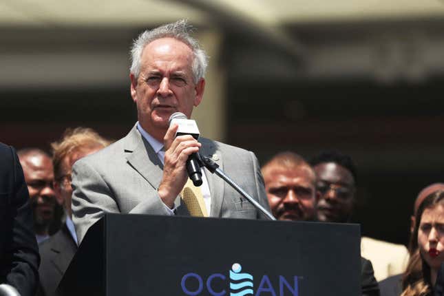 David Rebuck, director of the New Jersey Division of Gaming Enforcement, speaks at a ceremony for the opening of the Ocean Casino Resort in Atlantic City N.J on June 28, 2018. Rebuck, who oversaw New jersey’s successful launches of internet gambling and sports betting and whose advice was widely sought from gambling companies and regulators across the country, retired from his position on March 1, 2024. (Erin Grugan/The Press of Atlantic City via AP)