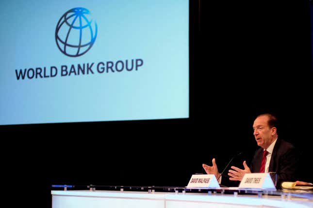 World Bank President David Malpass speaks during a news conference at the Spring Meetings of the World Bank Group and IMF in Washington, U.S., April 11, 2019. 