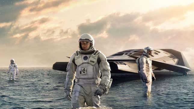 The astronauts of Interstellar explore an alien planet. 