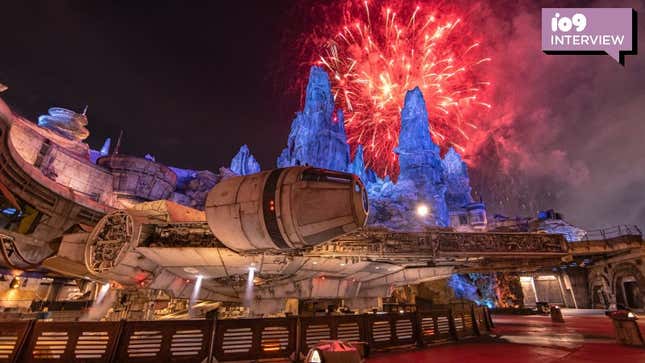Fireworks over Star Wars Galaxy’s Edge at Disneyland.