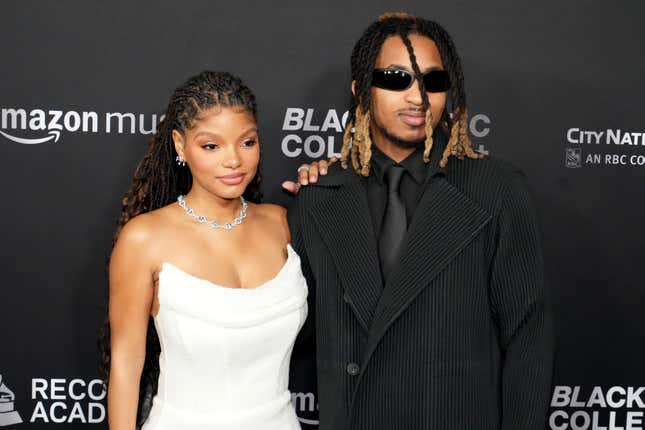  Halle Bailey and DDG attend the 2024 Recording Academy Honors presented by The Black Music Collective at Fairmont Century Plaza on February 01, 2024 in Los Angeles, California.