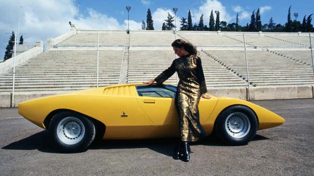 Side view of the yellow Lamborghini Countach LP500