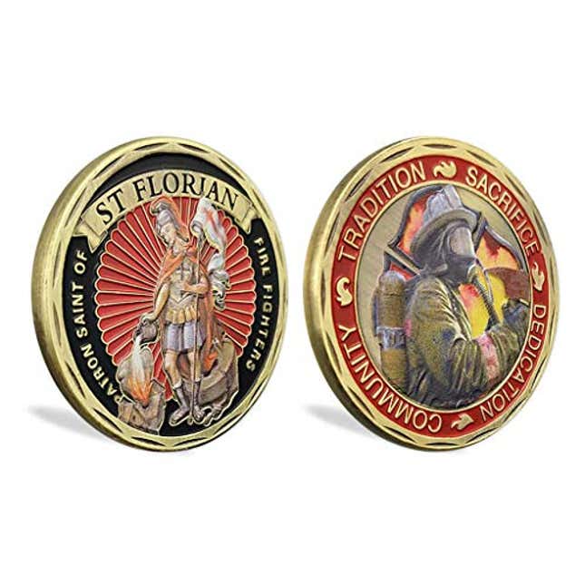 Image for article titled St. Florian Patron Saint of Firefighters Challenge Coin United States Prayer, Now 50% Off