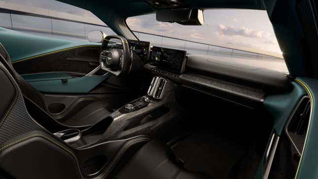 Interior of a green Aston Martin Valhalla