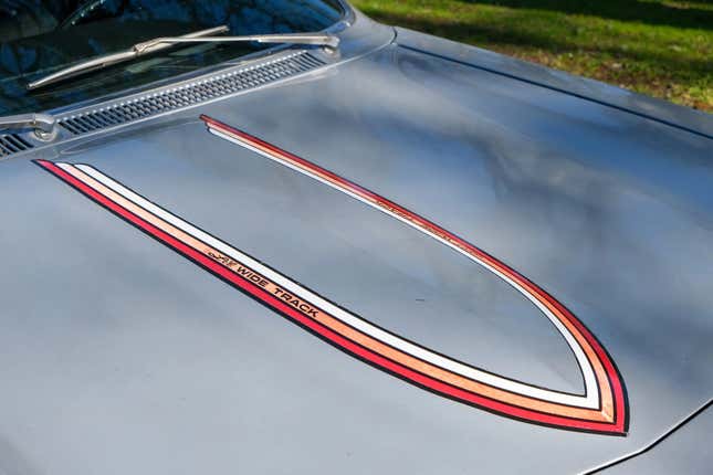 A close-up of the hood of the Astre showing a sticker that reads L'il Wide Track
