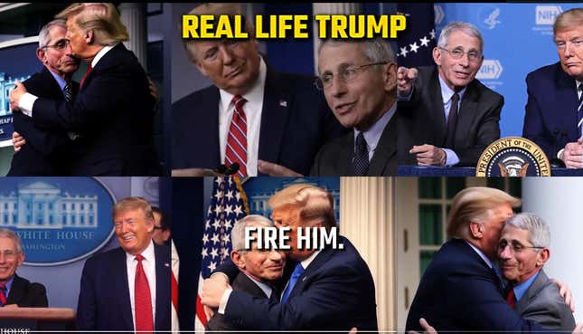 A campaign video for DeSantis features deepfake photos of Trump kissing and hugging Fauci.