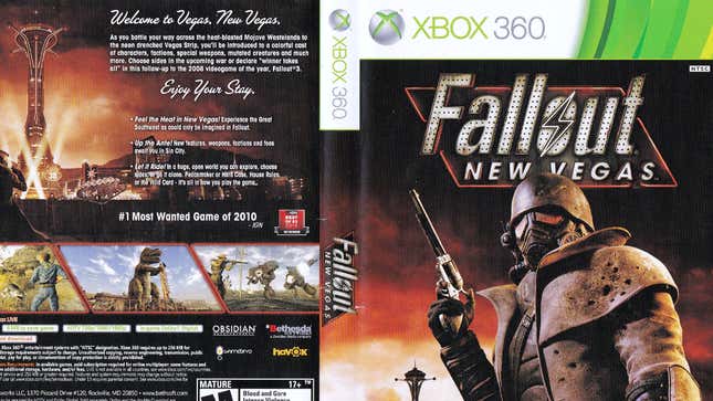 An image shows the Xbox 360 cover of New Vegas. 