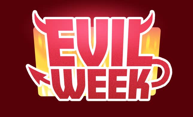 Evil Week logo featuring the term in a block red font with devil horns and a forked tail emerging from the words