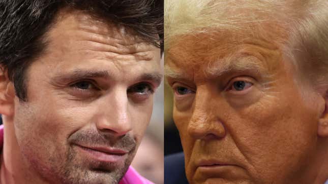 Left: Sebastian Stan (Photo: Jamie McCarthy/Getty Images), Right: Donald Trump (Photo: Brendan McDermid-Pool/Getty Images)
