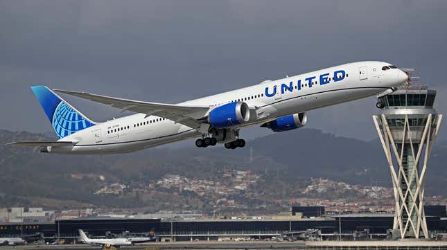 A United Airlines plane in Spain