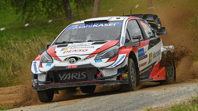 The Toyota Yaris of Kalle Rovanpera, seen at the Rally Estonia in September.