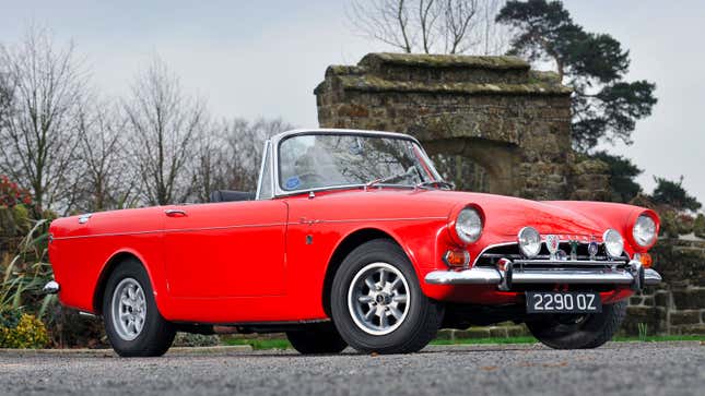 A photo of a red Sunbeam Tiger sports car. 