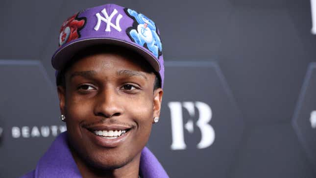 ASAP Rocky poses for a picture as Rihanna celebrates her beauty brands Fenty Beauty and Fenty Skin at Goya Studios on February 11, 2022 in Los Angeles, California.