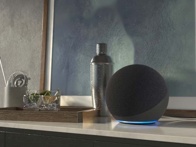 This image provided by Amazon, shows an Amazon Echo device. Amazon has unveiled a slew of gadgets and an update to its popular voice assistant Alexa, infusing it with more generative AI features to better compete with other tech companies who&#39;ve rolled out flashy chatbots. During a demonstration in Washington D.C. on Wednesday, Sept. 20, 2023, Amazon’s devices chief Dave Limp said the latest language model will allow consumers to have more human-like conversations with a “smarter and more conversational” Alexa. (Amazon via AP)