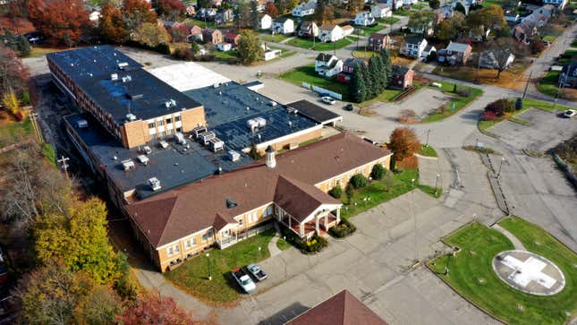 This is the Ellwood City Medical Center in Ellwood City, Pa., on Thursday, Nov. 2, 2023. The Medical center has been closed since Jan. 29, 2020. (AP Photo/Gene J. Puskar)