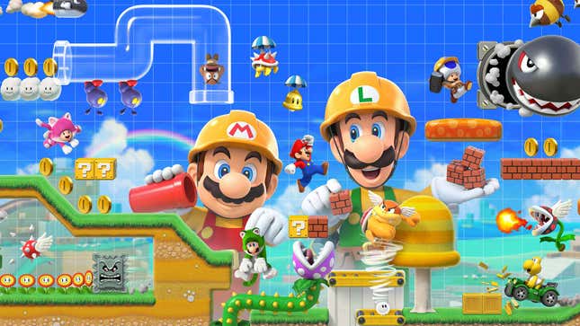 Mario and Luigi make a level in Super Mario Maker 2, one of the standout runs for Games Done Quick 2022.