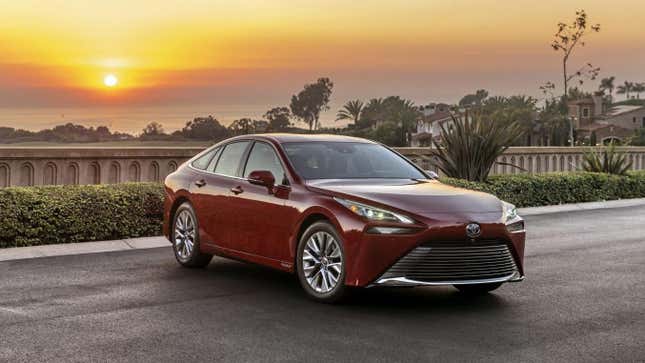 A red 2023 Toyota Mirai.