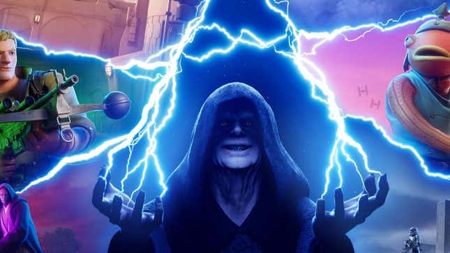 Emperor Palpatine shoots electricity from his fingers.