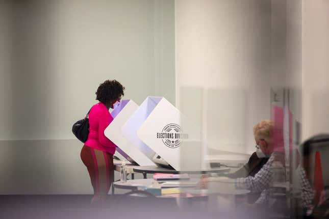 People vote at the Millennium Youth Entertainment Complex on March 1, 2022, in Austin, Texas. Today Texans are headed to the polls to vote in the state’s first primary of the 2022 midterm election season. 