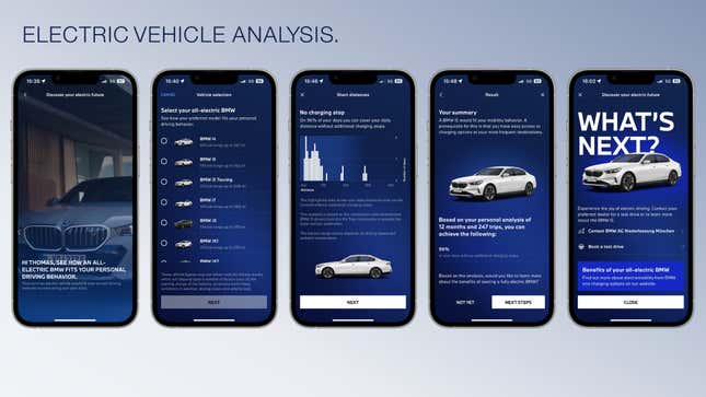 Image for article titled BMW’s Smartphone App Will Tell Owners How Easily They Could Daily Drive An EV Instead