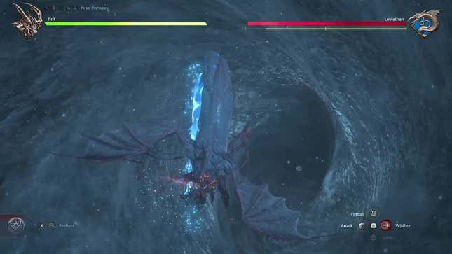 An image of Ifrit and Leviathan in freefall.