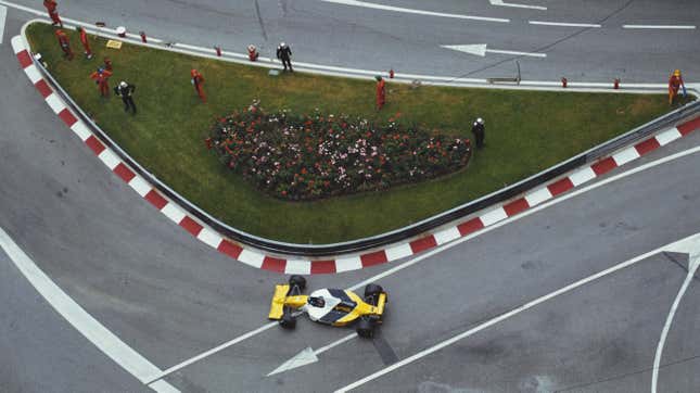 Paolo Barilla of Italy drives the #24 SCM Minardi Team Minardi M189 Cosworth V8 during the Grand Prix of Monaco on 27 May 1990 on the streets of the Principality of Monaco in Monte Carlo, Monaco.