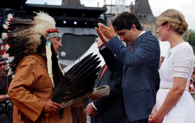 A smudging ceremony on Canada Day.