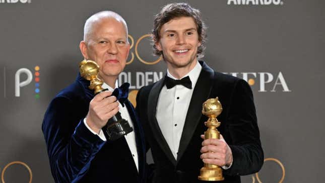 Ryan Murphy and Evan Peters at the 80th annual Golden Globes.