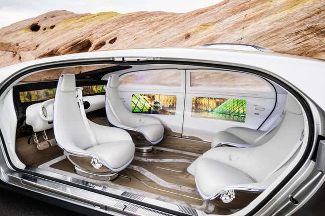 Touch screen side panels will allow passengers to control the features of the car.