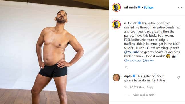 Image for article titled In What Way Does Will Smith Need a 'Fitness Journey'?