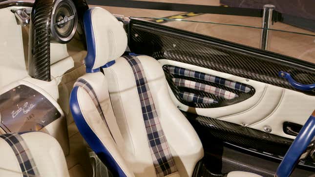 Image for article titled We Need To Talk About The Pagani Zonda HP Barchetta&#39;s Plaid Seats