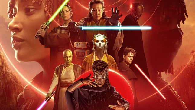 Poster art shows characters from Star Wars: The Acolyte 