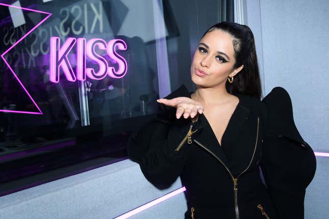 LONDON, ENGLAND - MARCH 25: Camila Cabello during a visit to Kiss FM on March 25, 2022 in London, England.