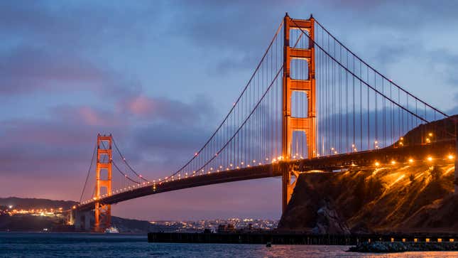 Looking towards the Golden Gate Bridge in San Francisco from Fort Baker in Marin.