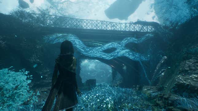 Lune looks out at a bridge.