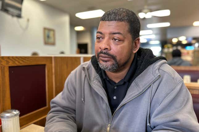 City resident Jeffrey Bulls is interviewed at a restaurant on Tuesday, March 12, 2024, in Saginaw, Mich. Once a staunch Democratic voter, Bulls said that he has become disenchanted by both major political parties and isn&#39;t sure if he will vote in the upcoming election. (AP Photo/Mike Householder)