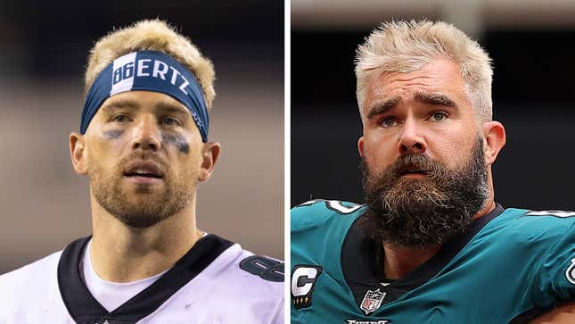 Eagles' Jason Kelce dyes hair blonde to match Zach Ertz