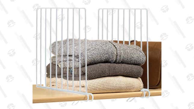 This four-pack of metal shelf dividers will help keep your extra closet storage space organized, and thus, more spacious, so you can squeeze in every last sweater and bag. Place them more widely apart for bulkier items or closer together to keep smaller stuff in order.